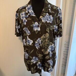 Vintage Women’s Caribbean Joe Hawaiian Style Floral Button-Up Shirt